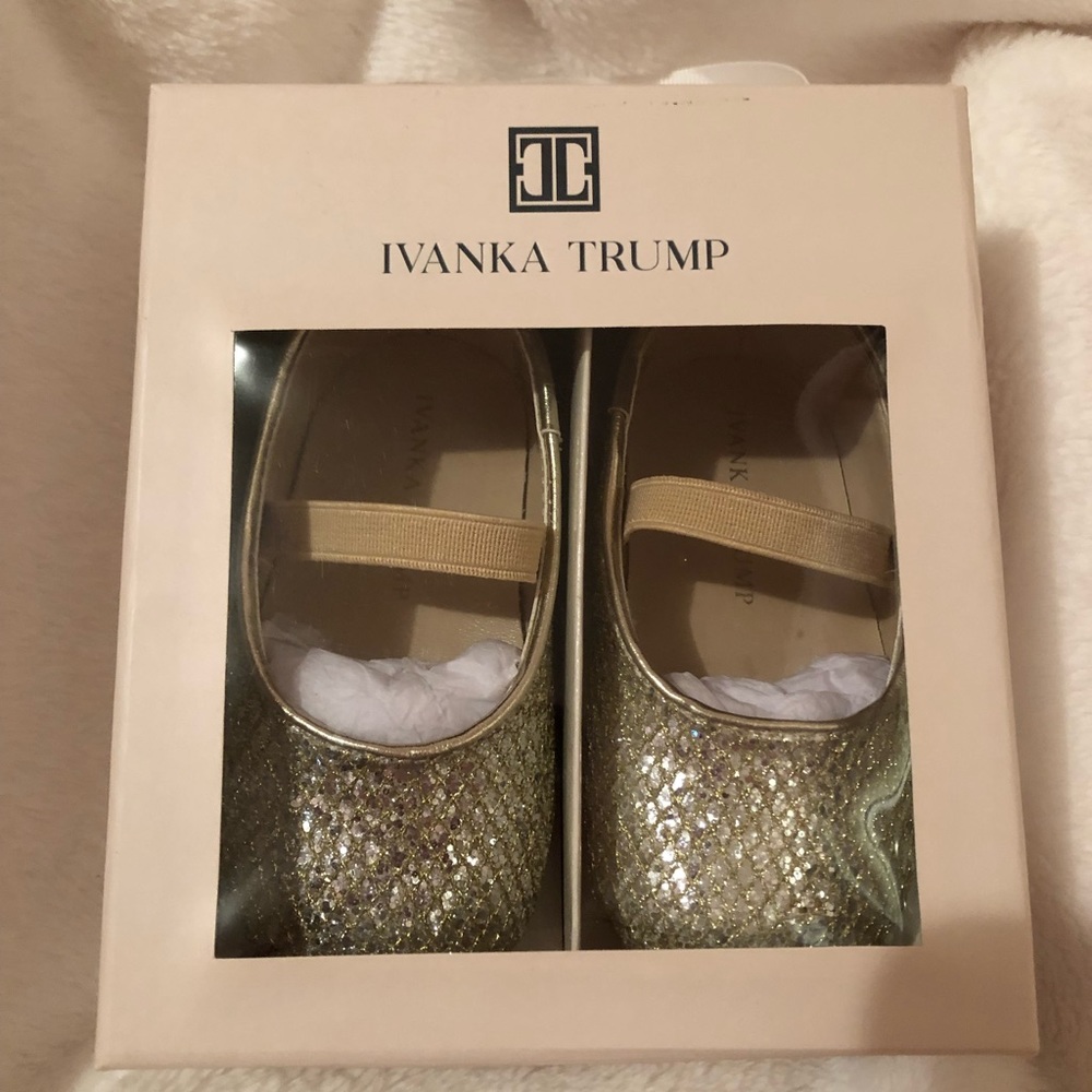 Gold/Sliver Ivanka Trump dressy baby shoes.
